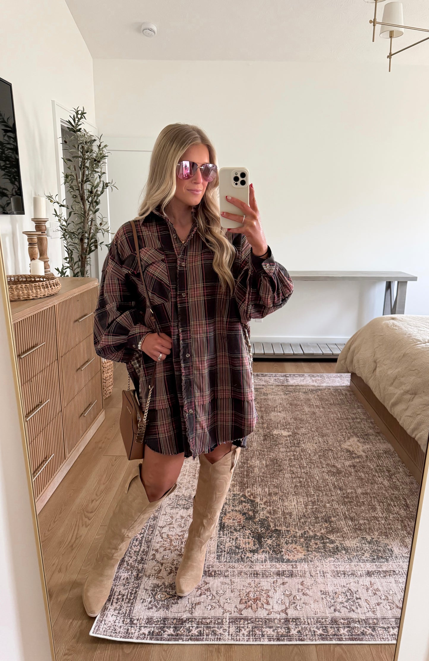 Plaid Distressed Flannel Dress
