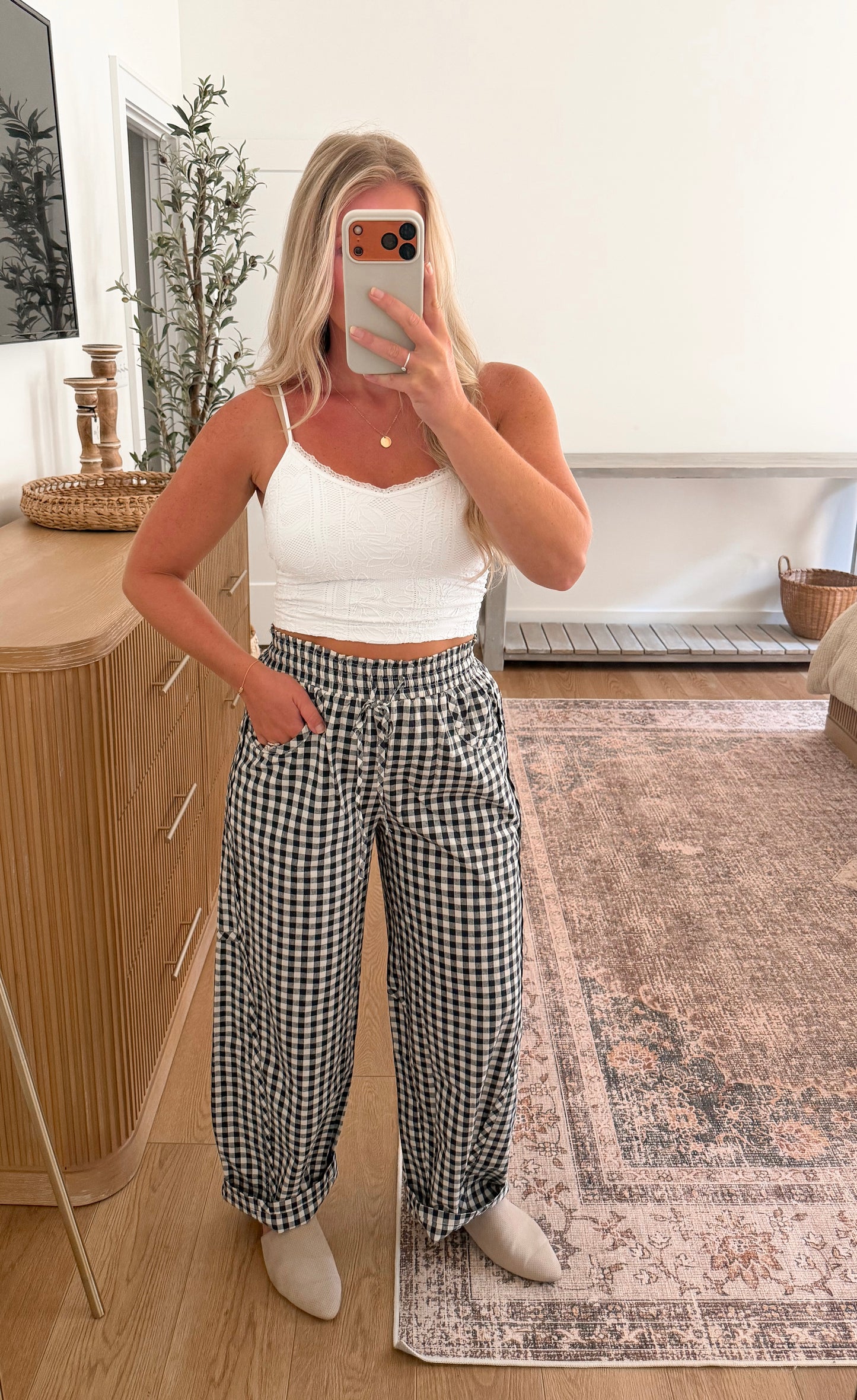 Gingham Barrels - Navy