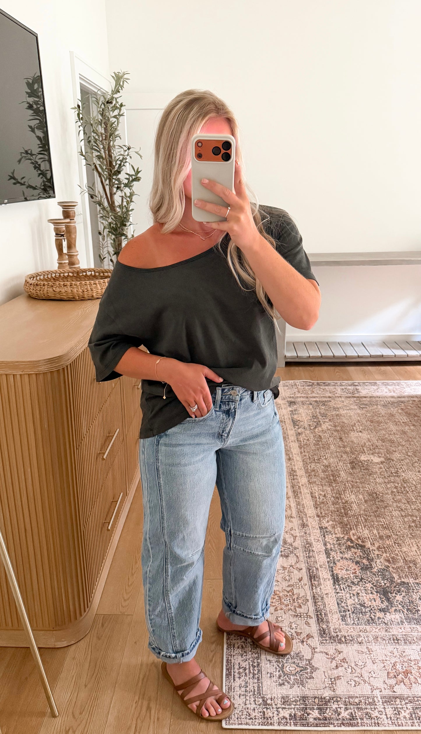 Boat Neck Tee - Black SMALL