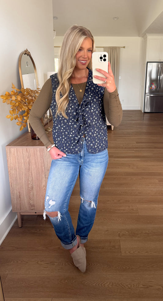 Bloom & Bow Vest - Navy