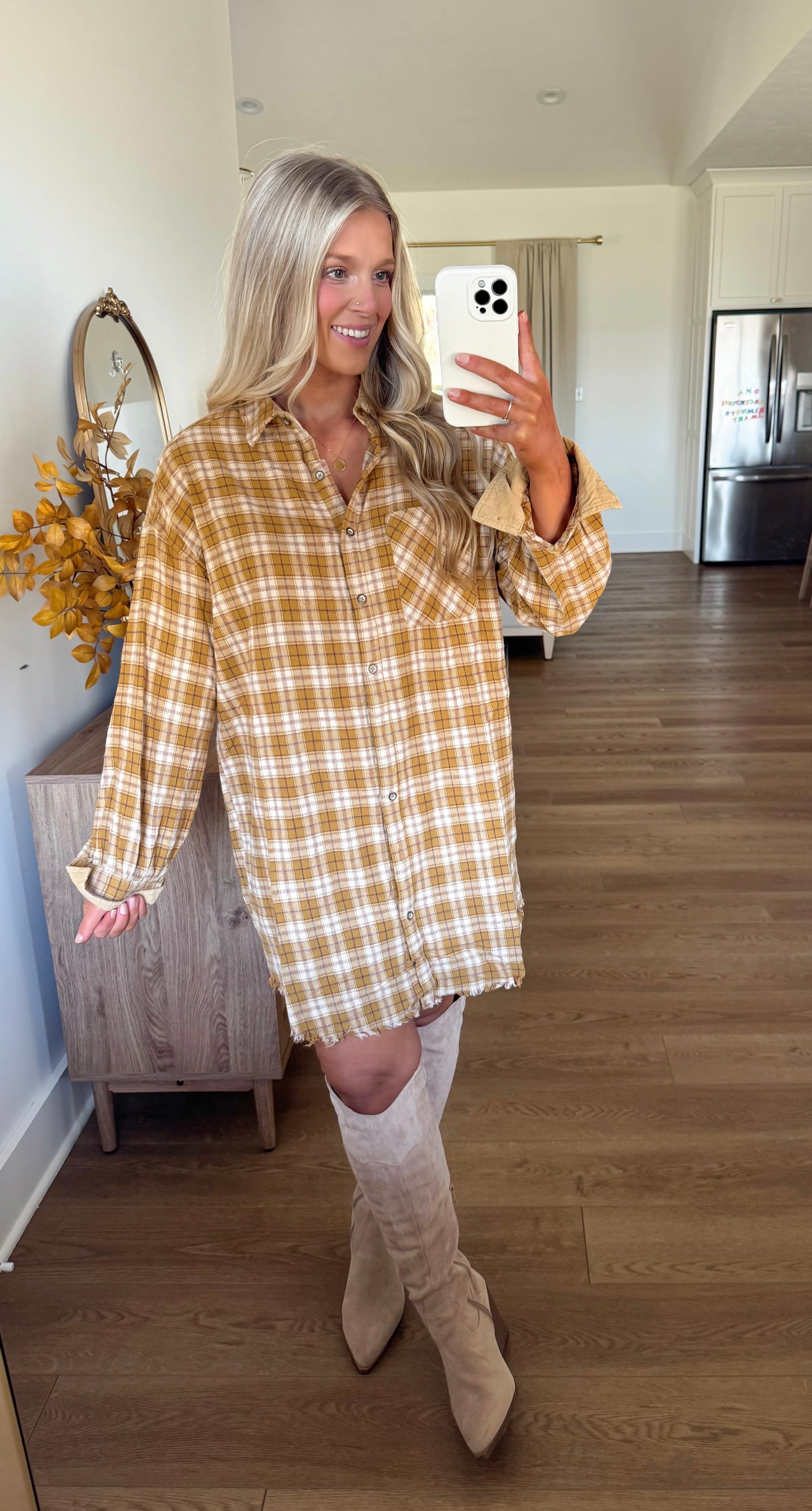Flannel Dress - Golden