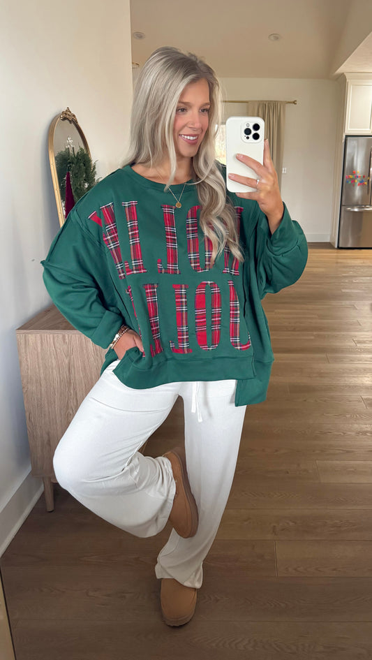 Plaid Holly Jolly Pullover