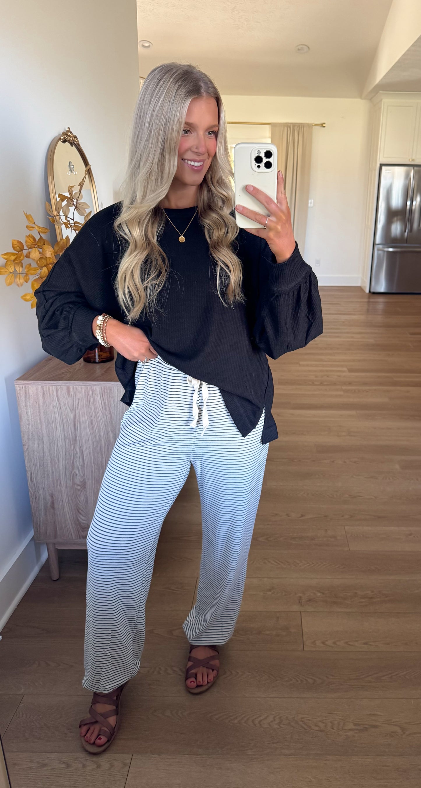 Brushed Waffle Top - Black