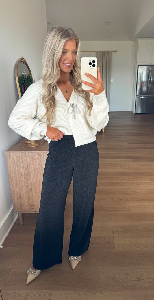 Sparkly Bow Cardigan - Cream
