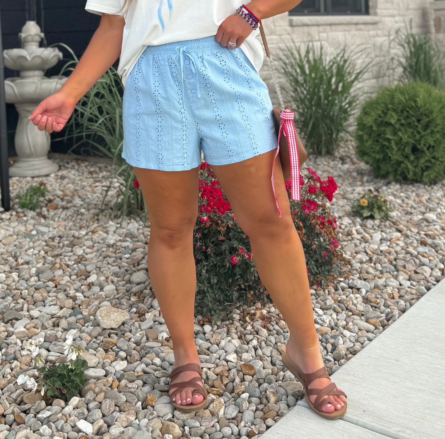 Eyelet Boxer Shorts - Baby Blue