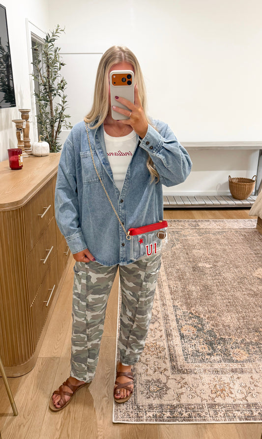 Denim Game Day Button Up