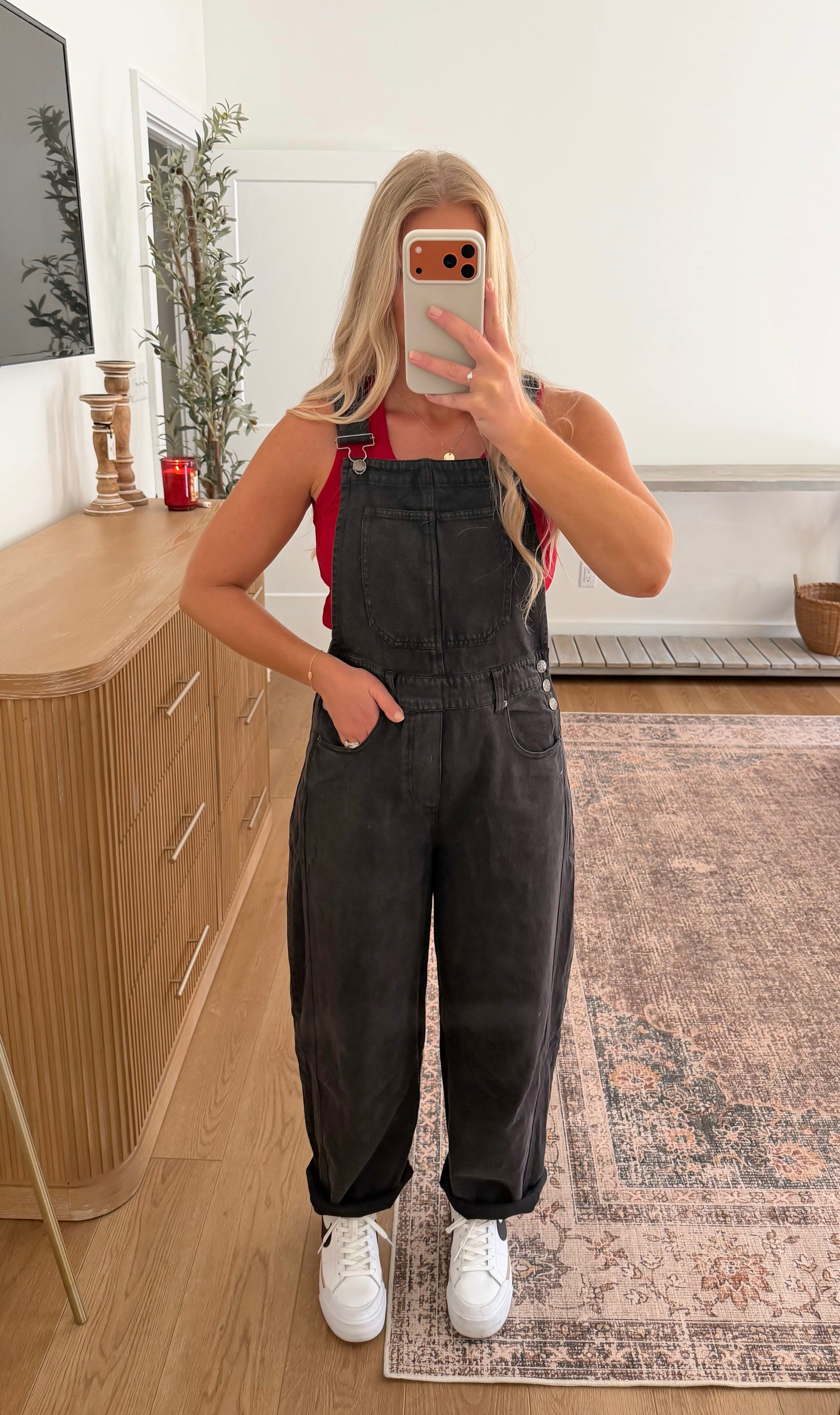 Vintage Washed Overalls - Black