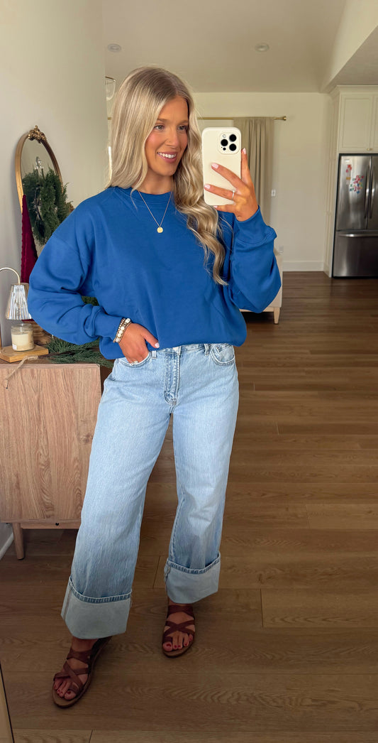 Fleece Crewneck - Royal Blue