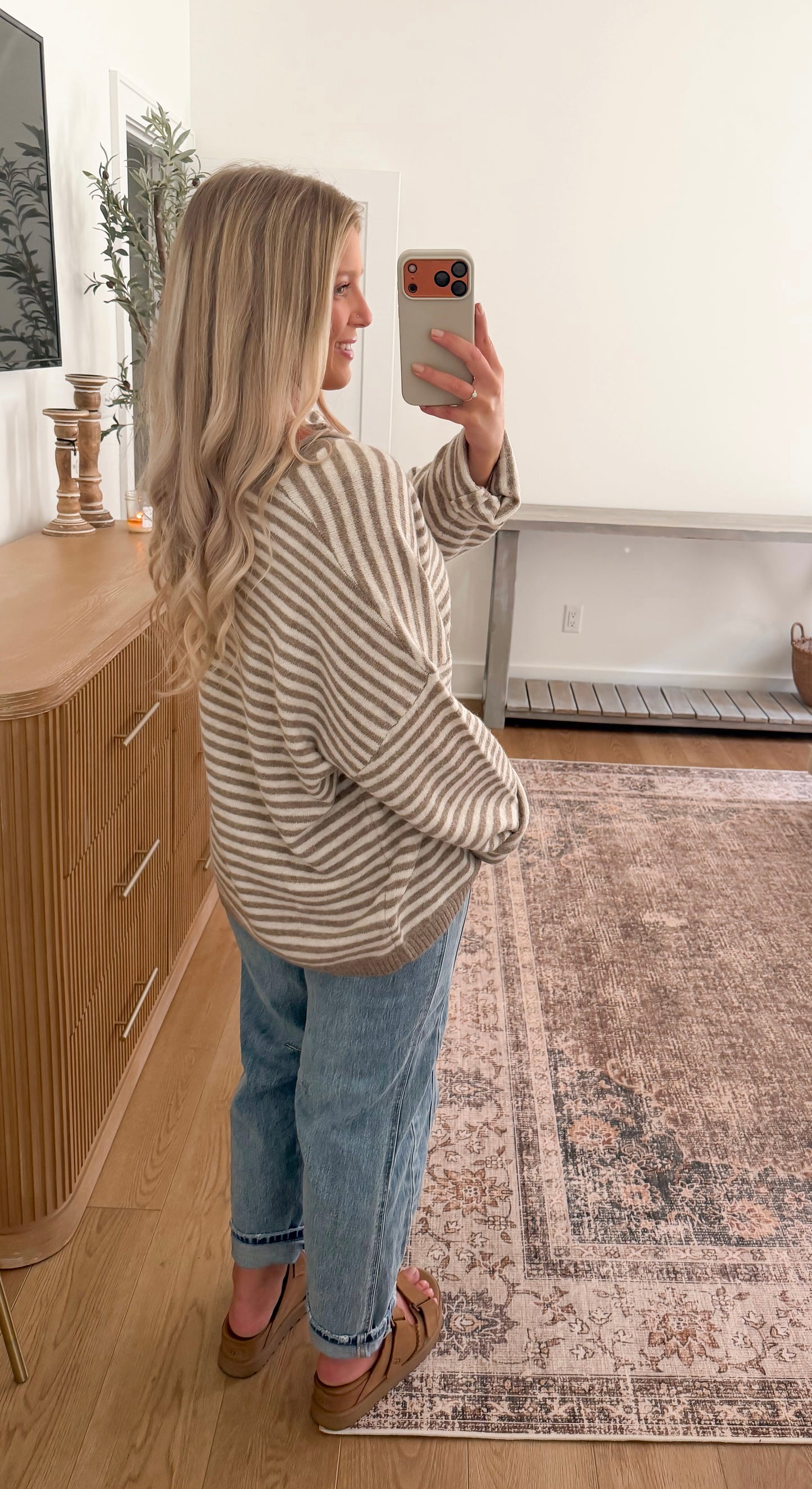Striped Teddy Henley Sweater
