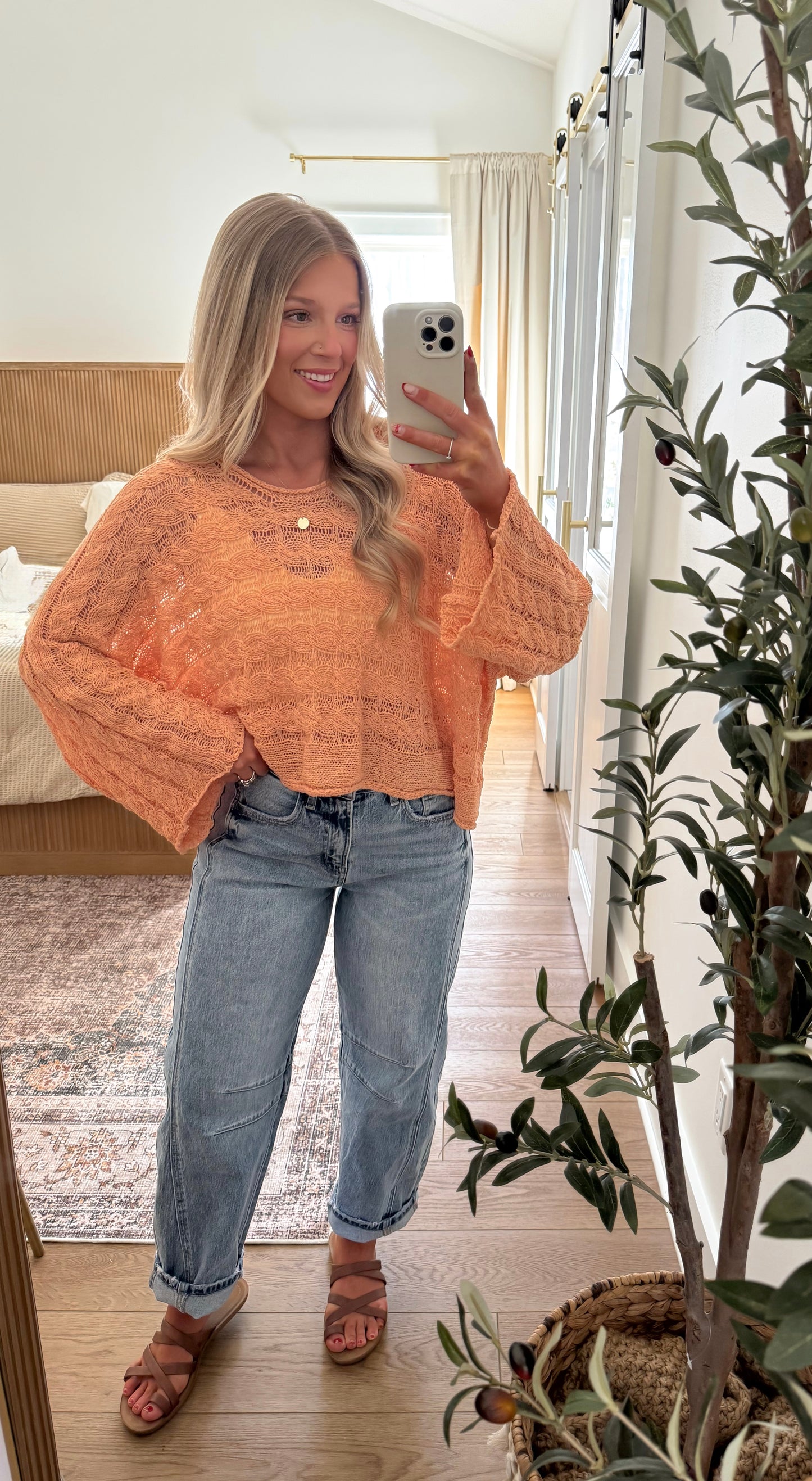 Blossom Knit Sweater - Coral