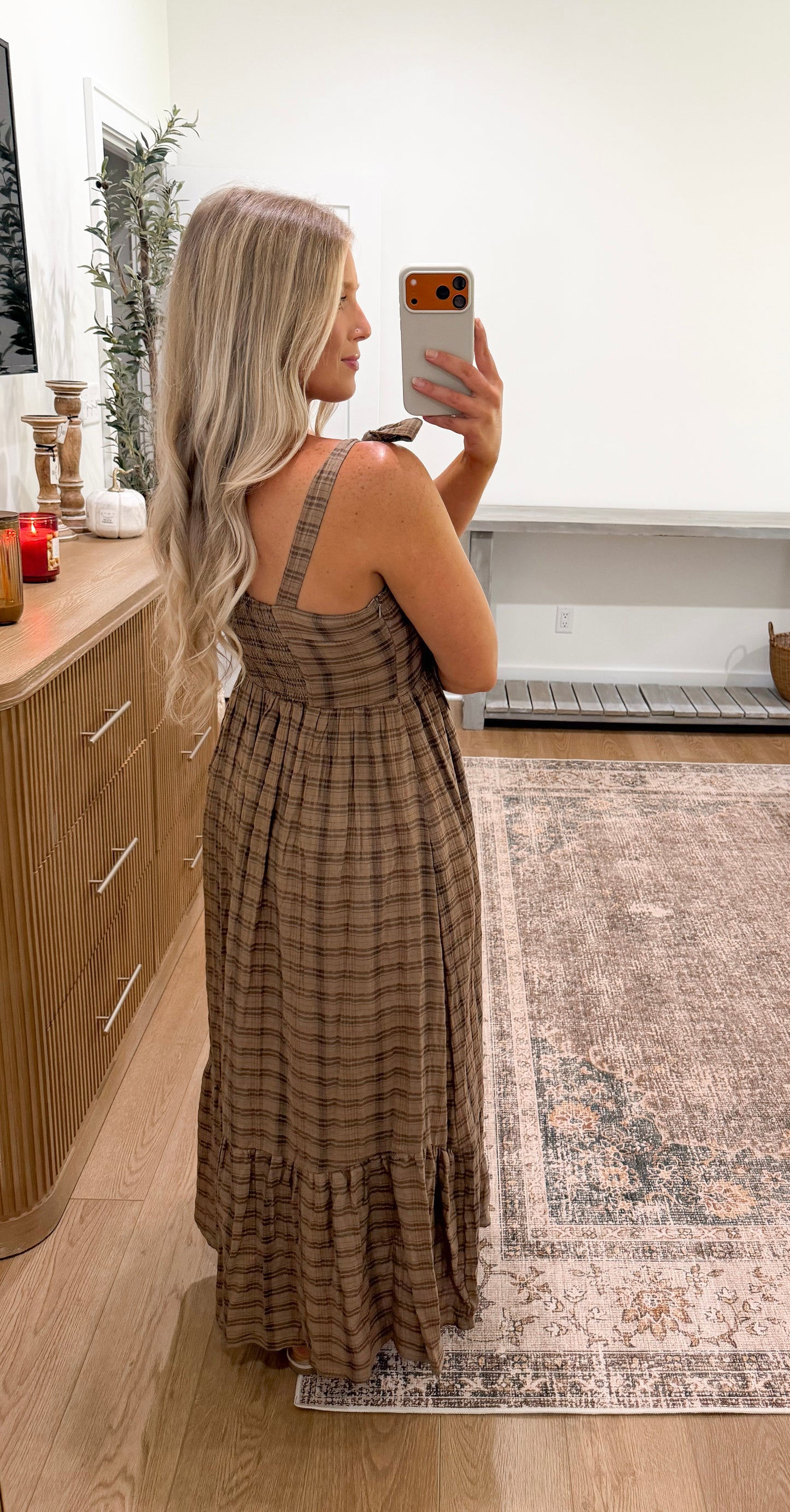 Cinnamon Plaid Maxi Dress