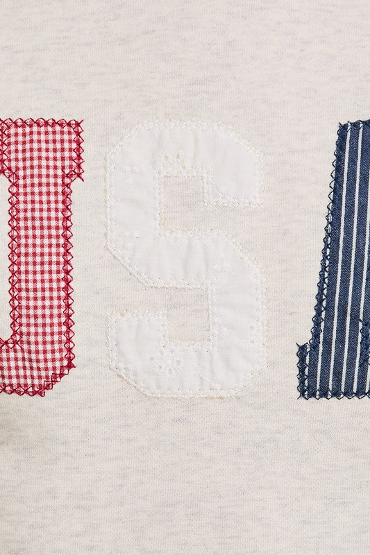 USA Embroidered Crewneck - Heather Grey