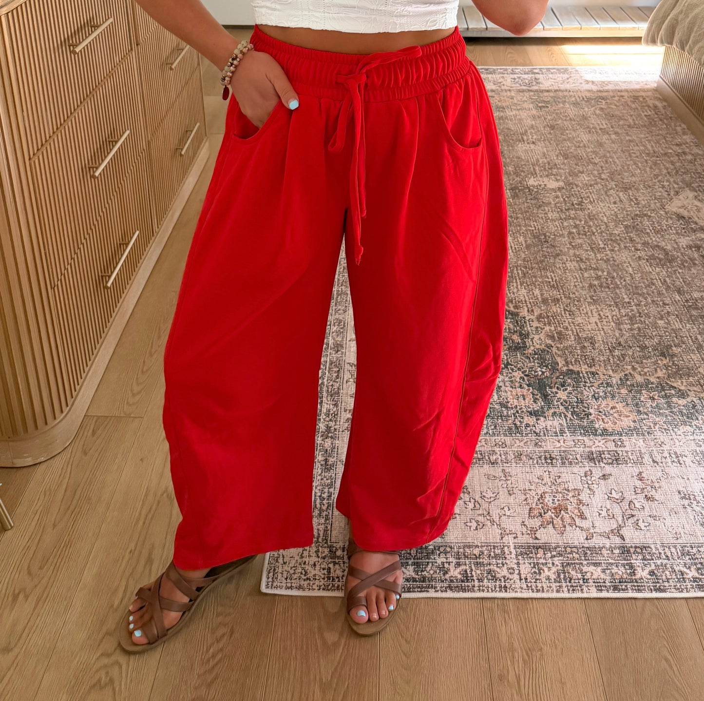 Chasing Sunsets Barrel Pants - Red