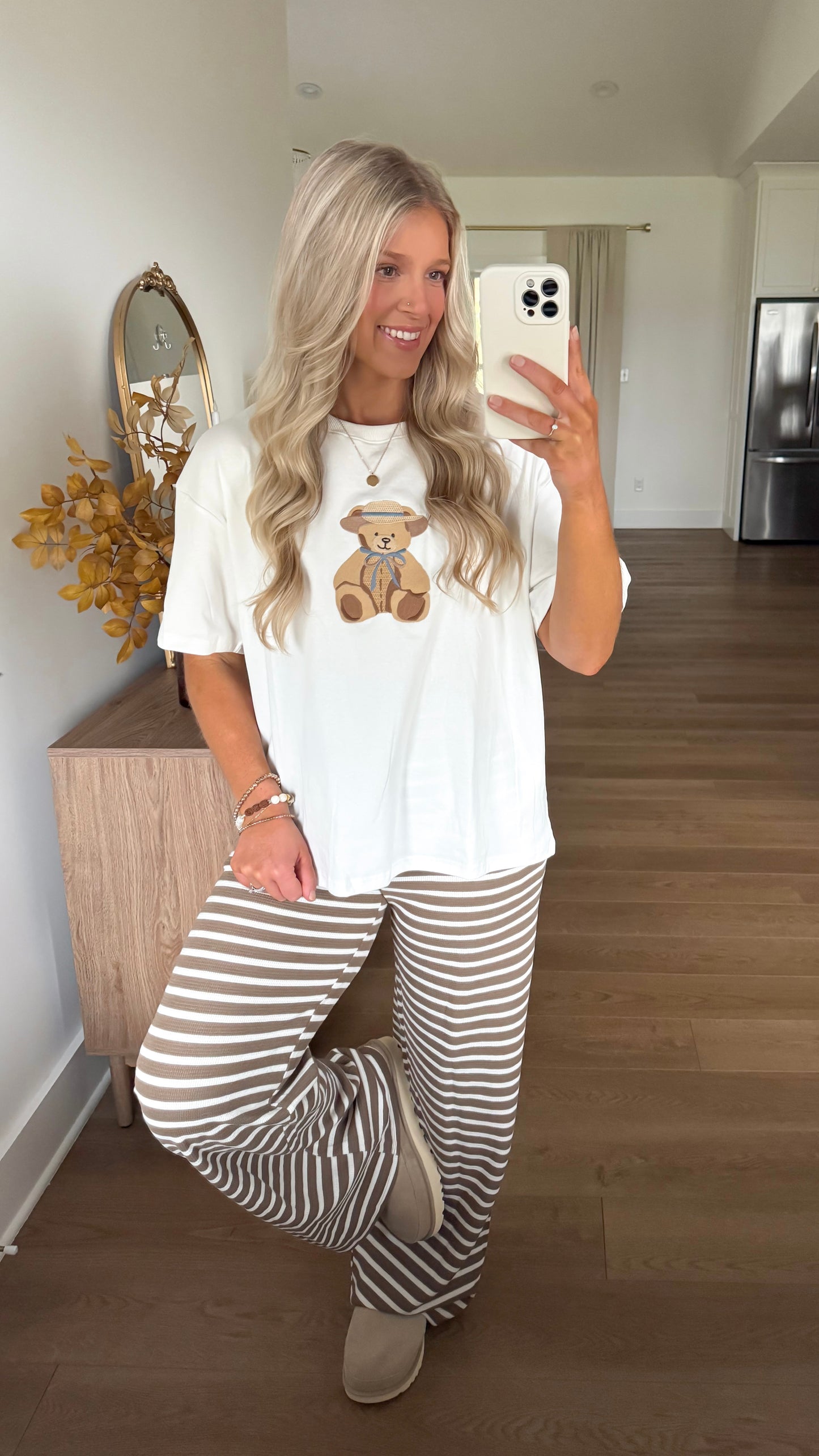 Embroidered Teddy Tee - White