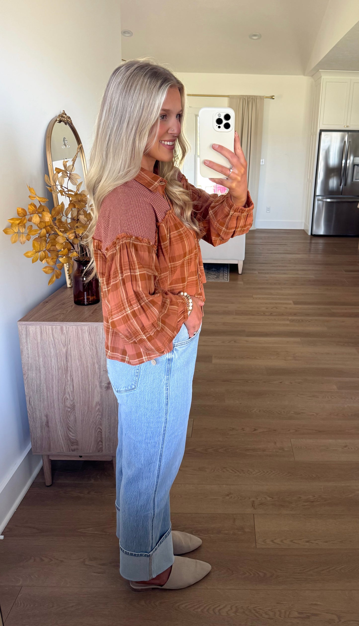 Willow Cropped Flannel - Rust