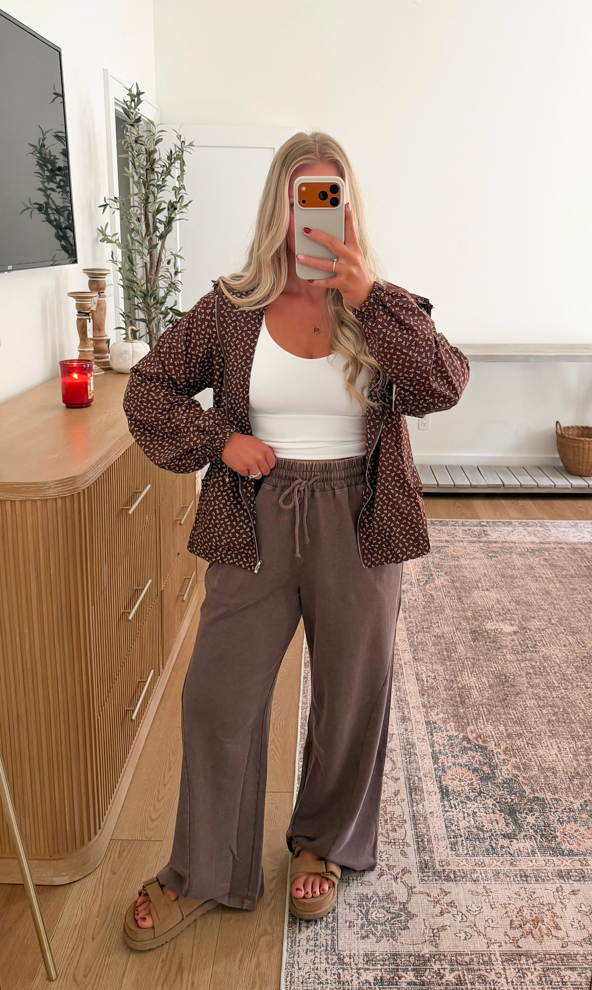 Mineral Washed Wide Leg Pants - Dk. Brown