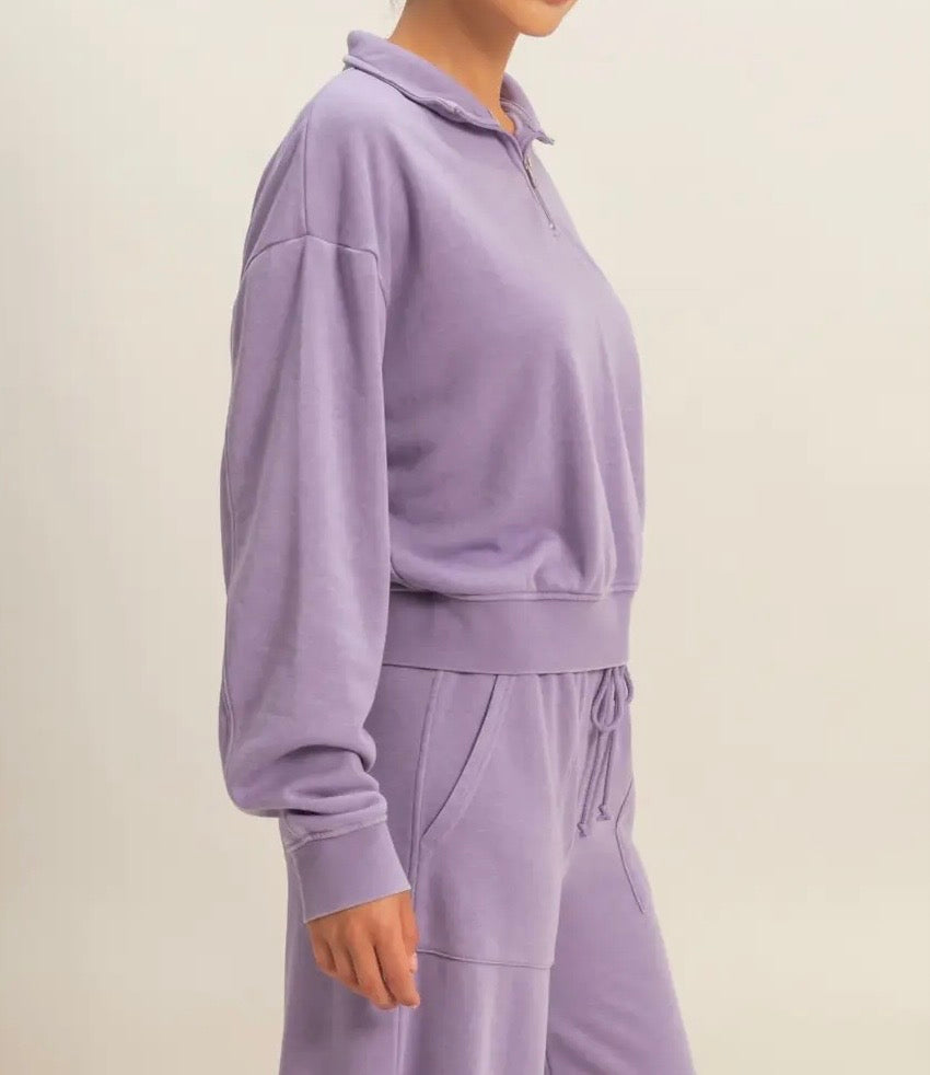 Luxe Lounge Quarter Zip - Purple