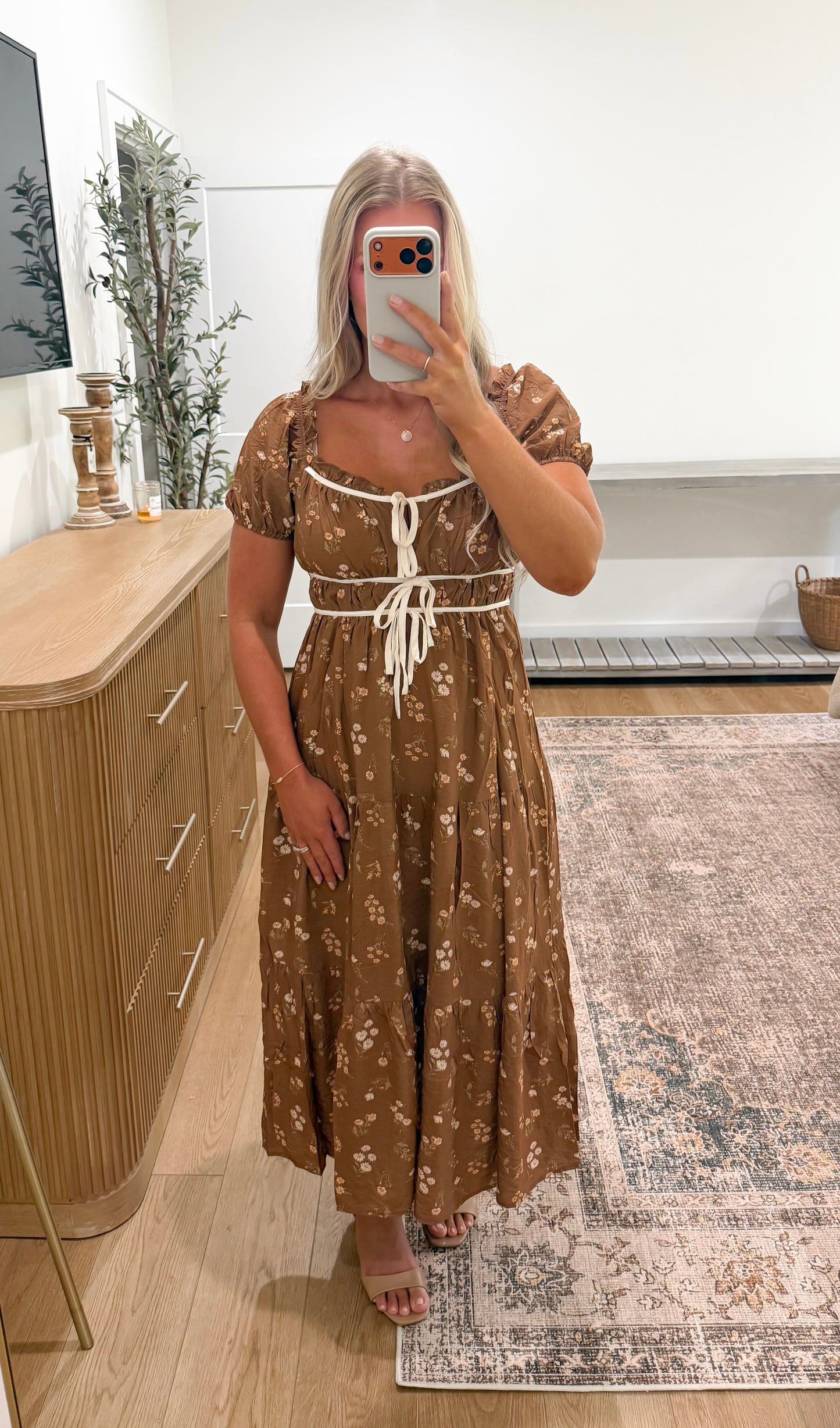 Autumn Blossoms Dress - Brown
