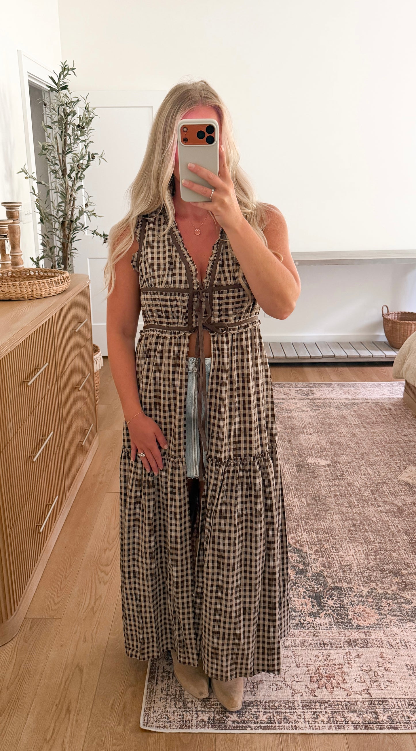 Brown Plaid Duster