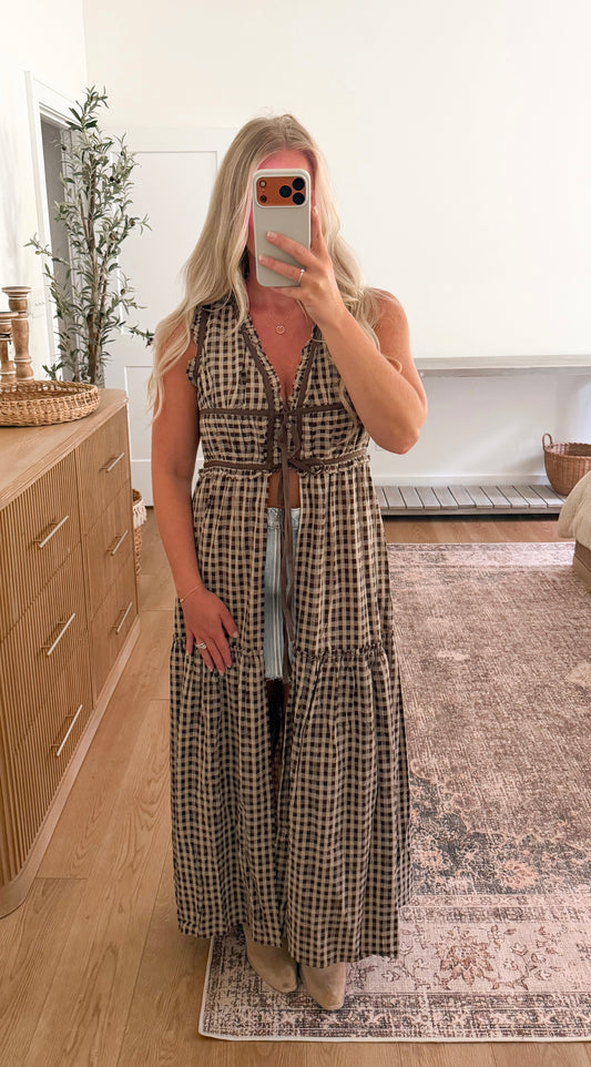 Brown Plaid Duster