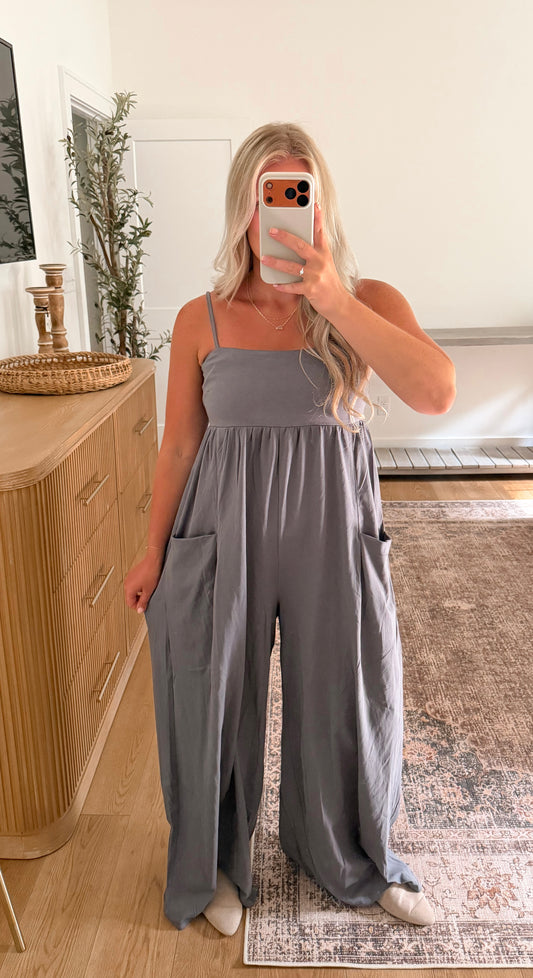 Wide Leg Jumpsuit - Charcoal