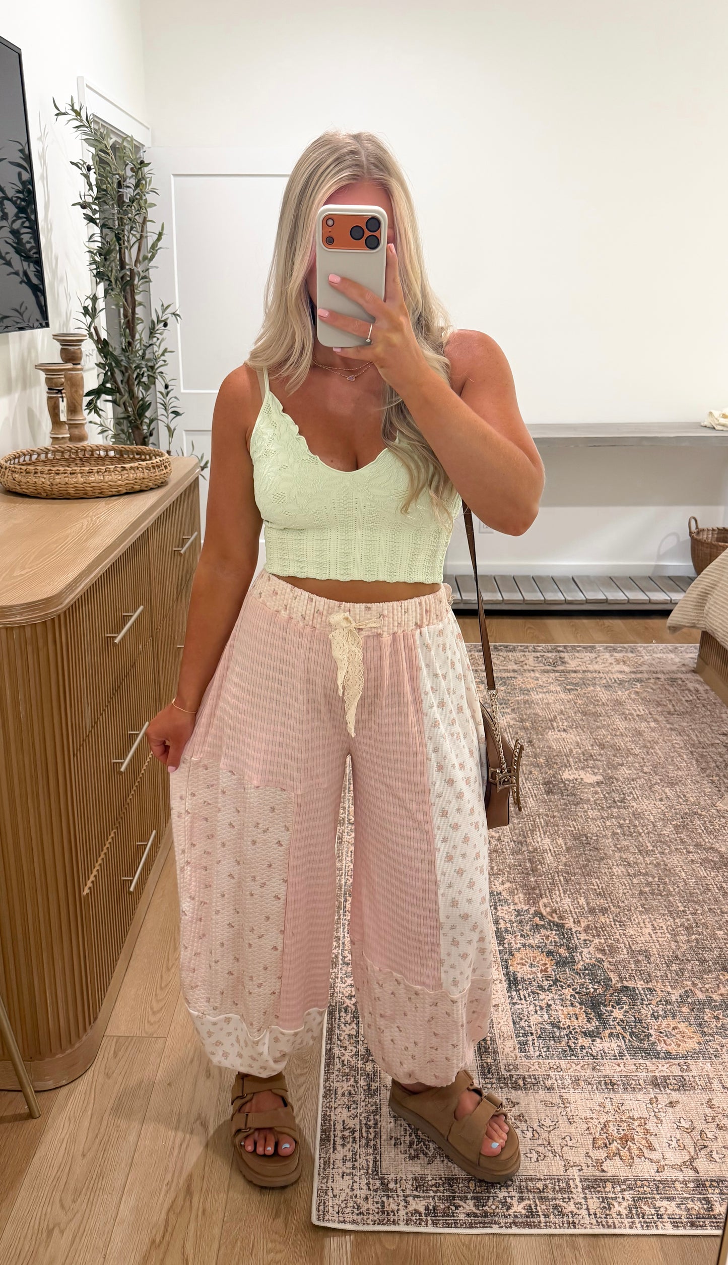 Patchwork Floral Joggers - Pink