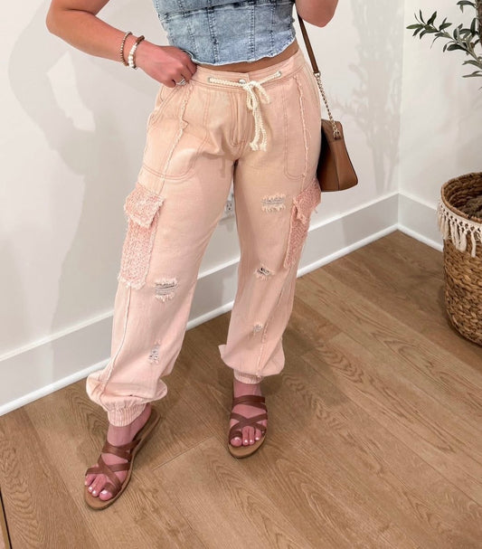 Coral Haze Denim Joggers