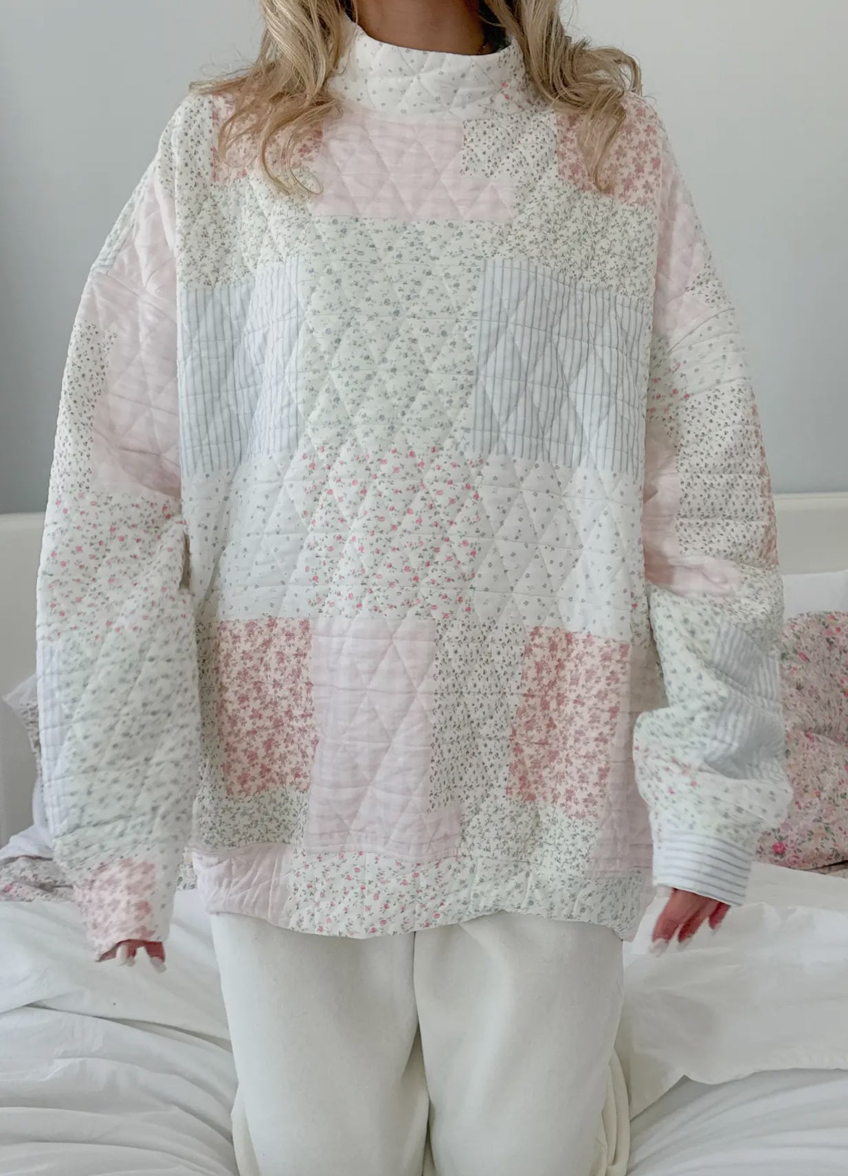 Grandmas Quilted Mock-Neck