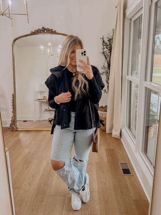 Teddy Sherpa Vest - Black