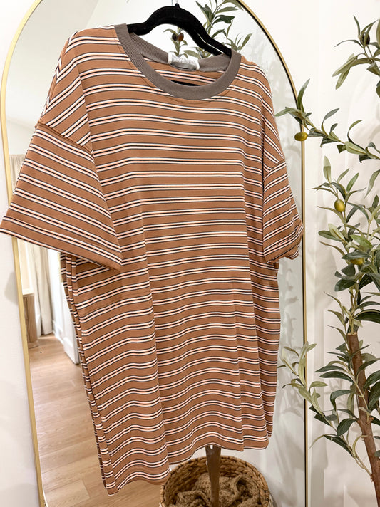 Easy Breezy T-Shirt Dress - Brown SMALL
