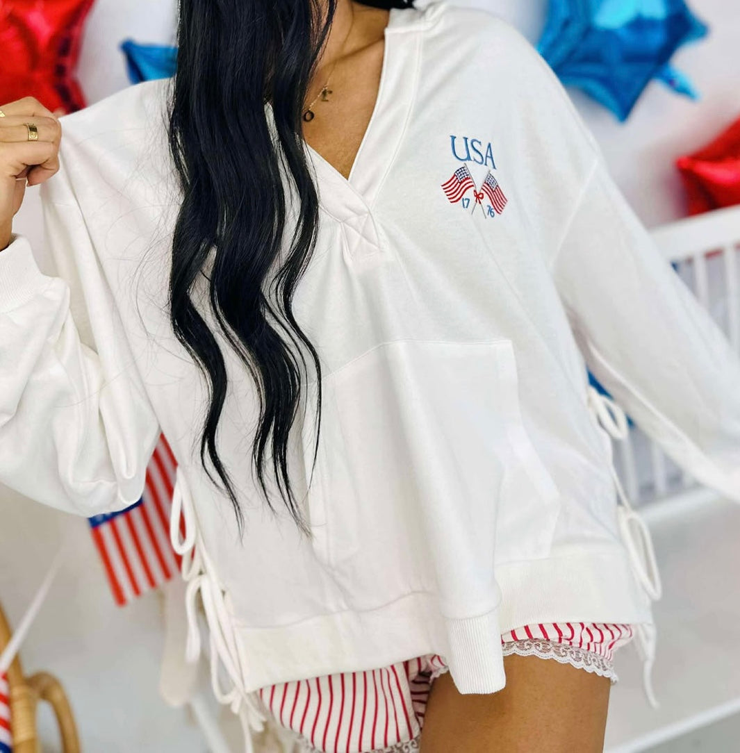 USA French Terry Hoodie - White
