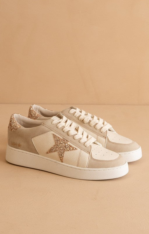 Liberty Beige Glitter Star Sneakers
