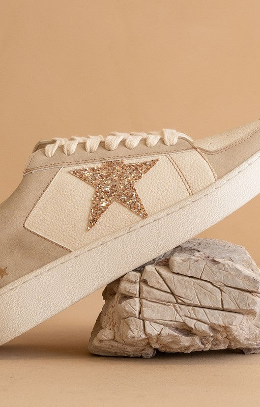Liberty Beige Glitter Star Sneakers