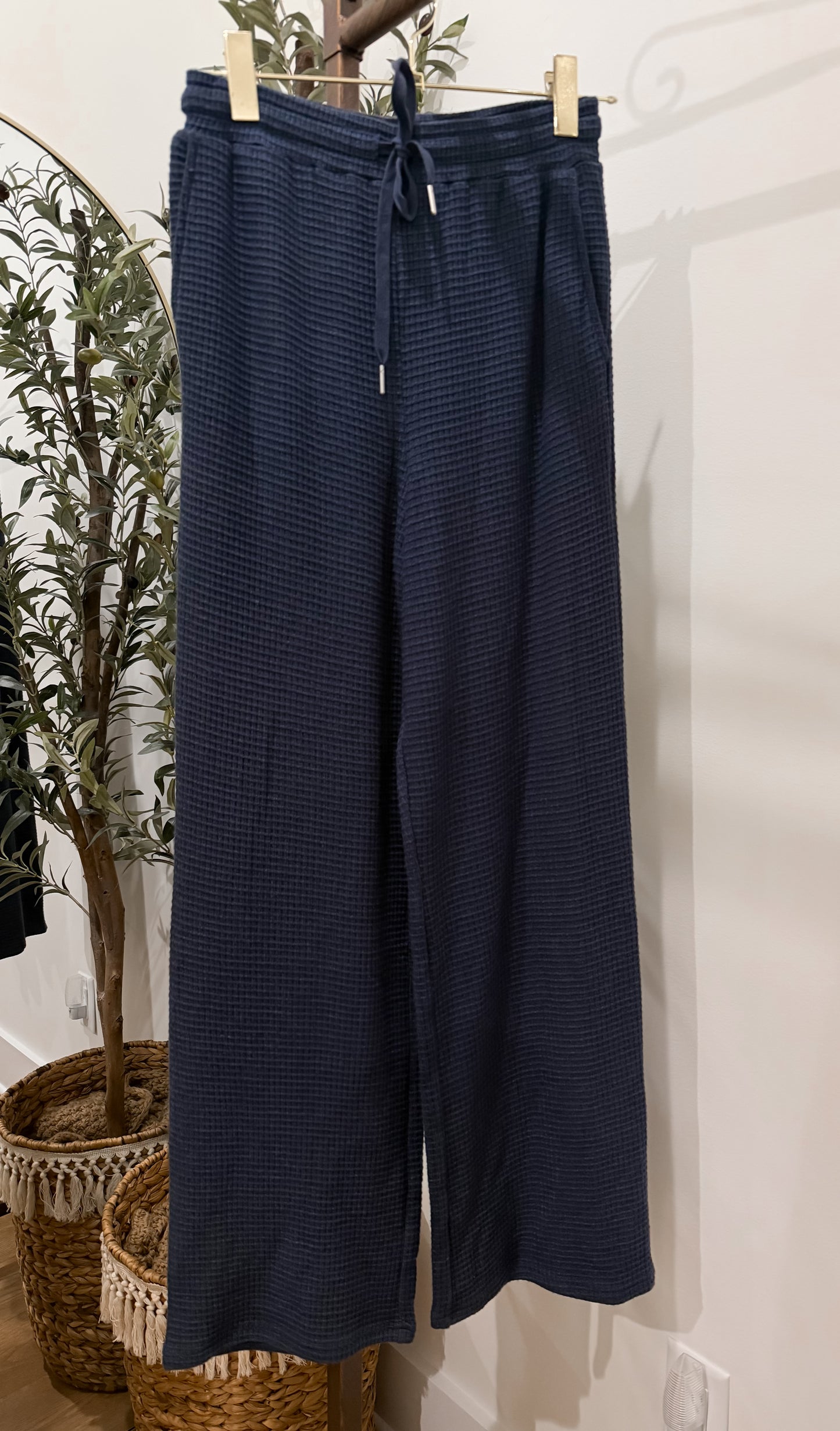 Everly Waffle Pants - Navy