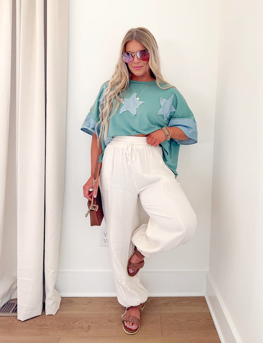 Denim Star Patch - Blue Sage