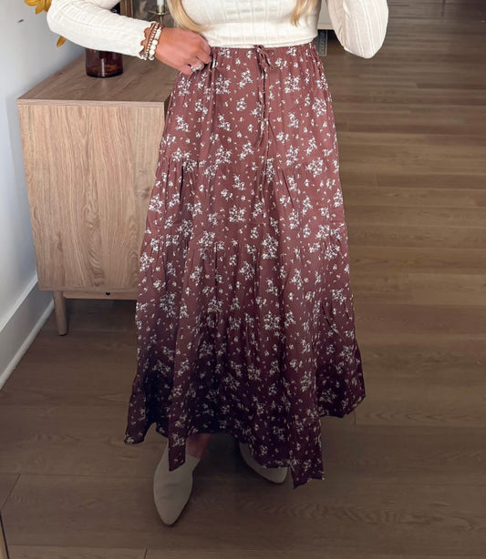 Floral Skirt - Brown