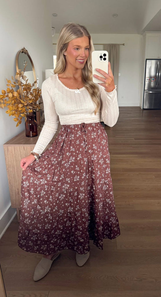Floral Skirt - Brown