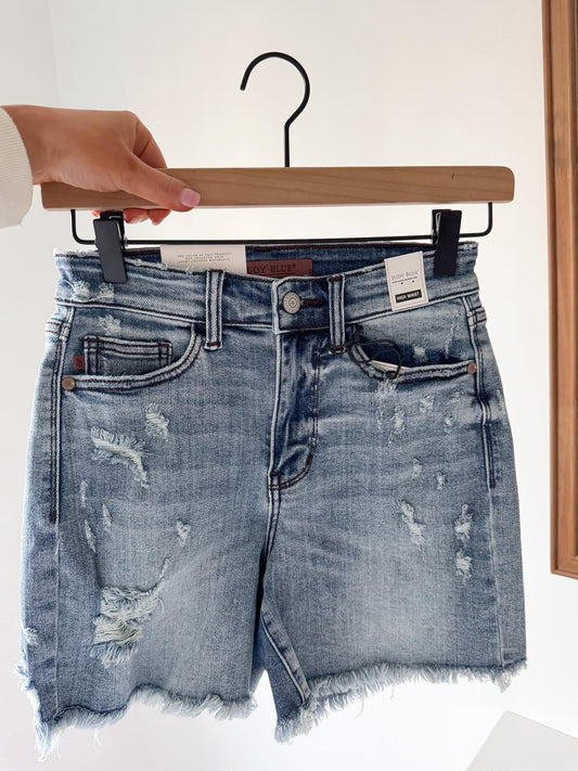 Distressed Shorts - Medium Wash