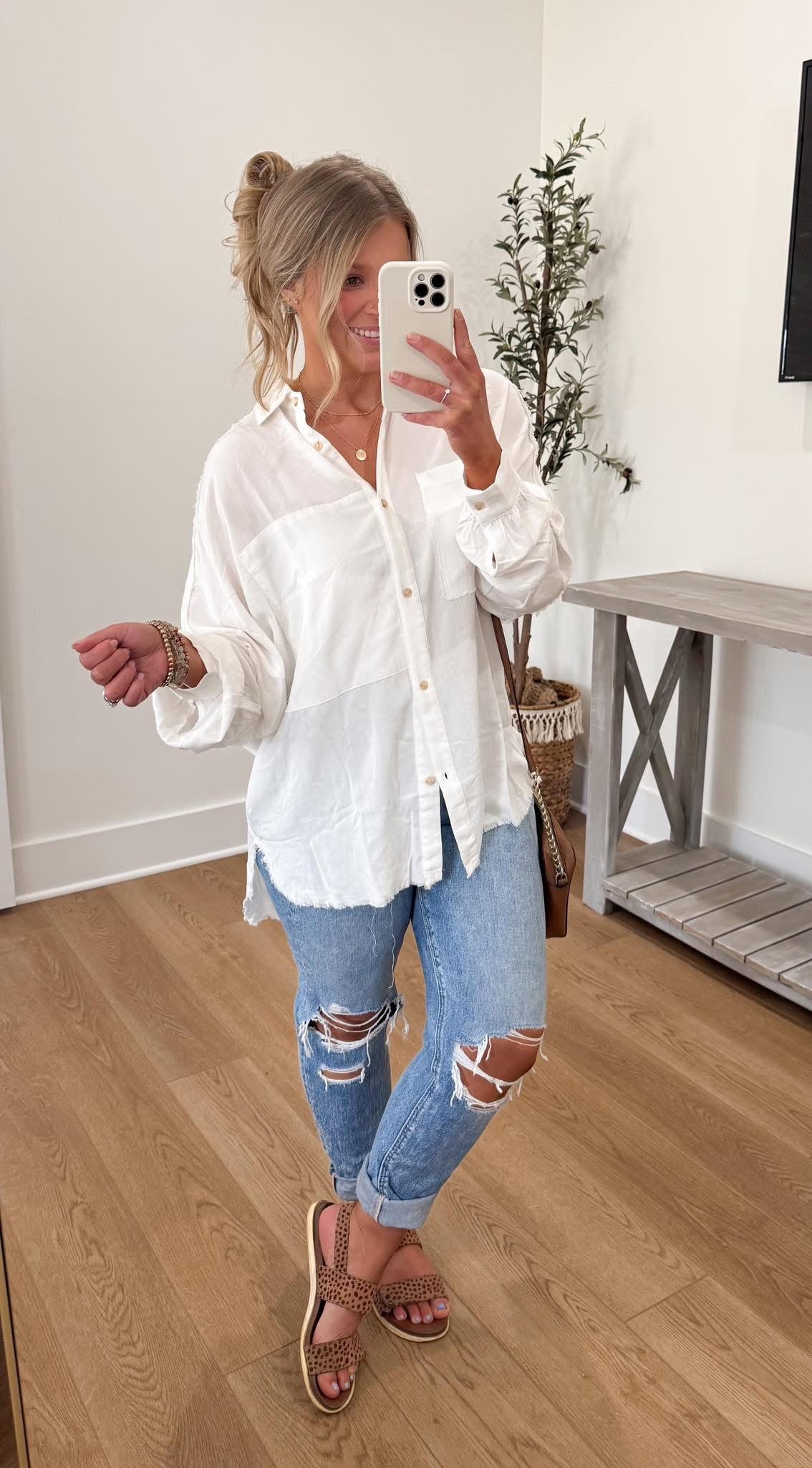 Beach Breeze Button Up - Ivory