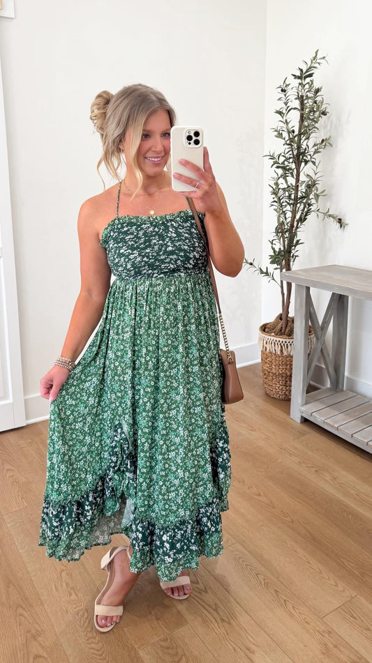 Ditsy Floral Dress - Green