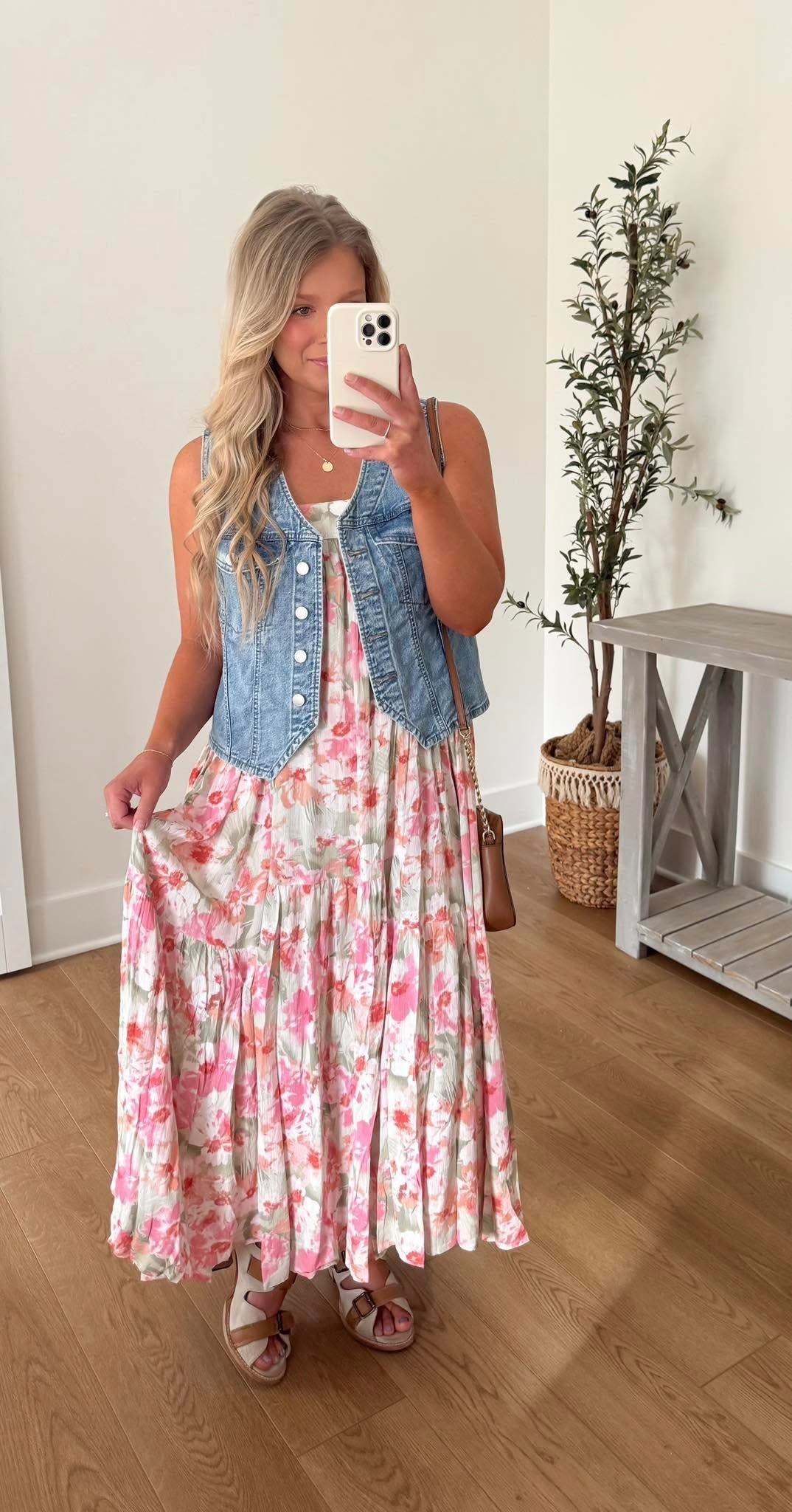 Tropical Floral Dress - Olive/Fuchsia