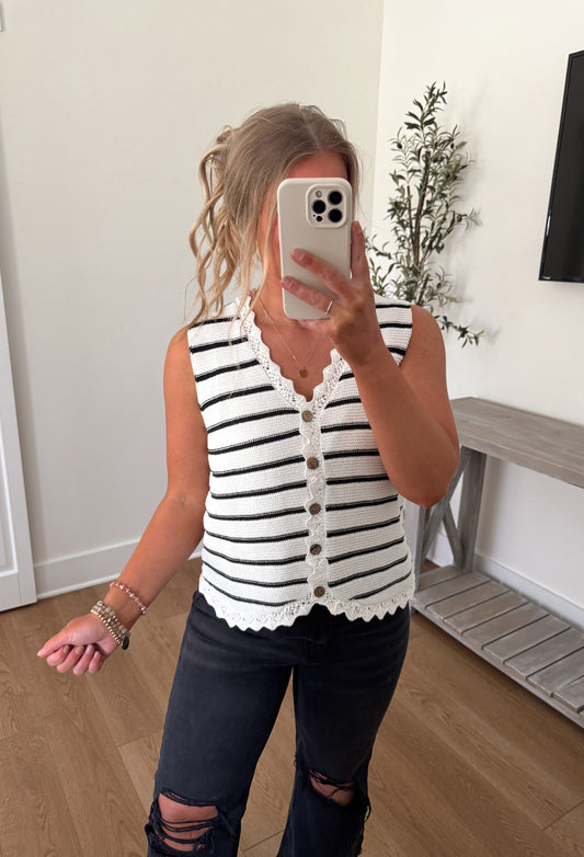 Alice Knit Vest - Black & White