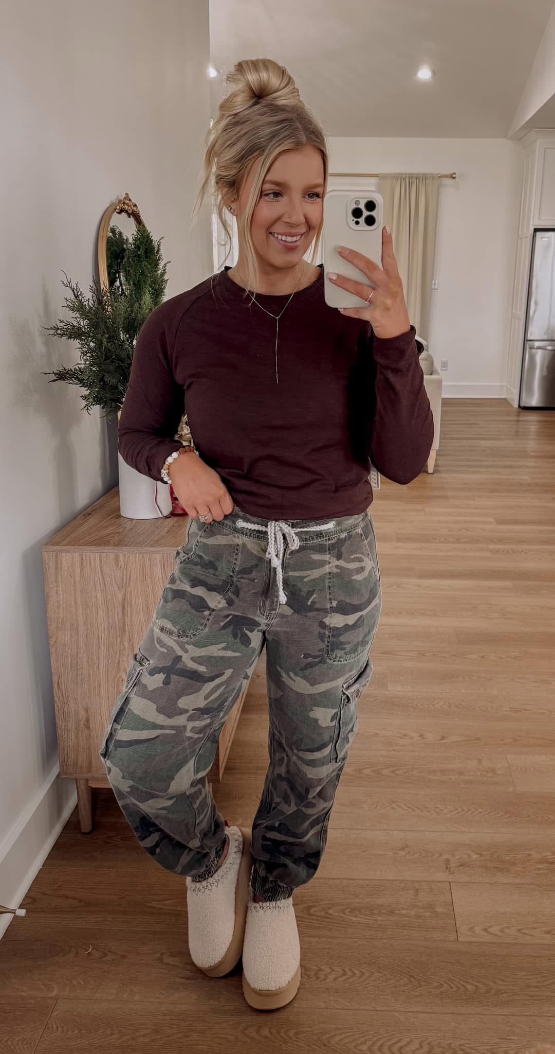 Ruffle Hem Long Sleeve - Chocolate