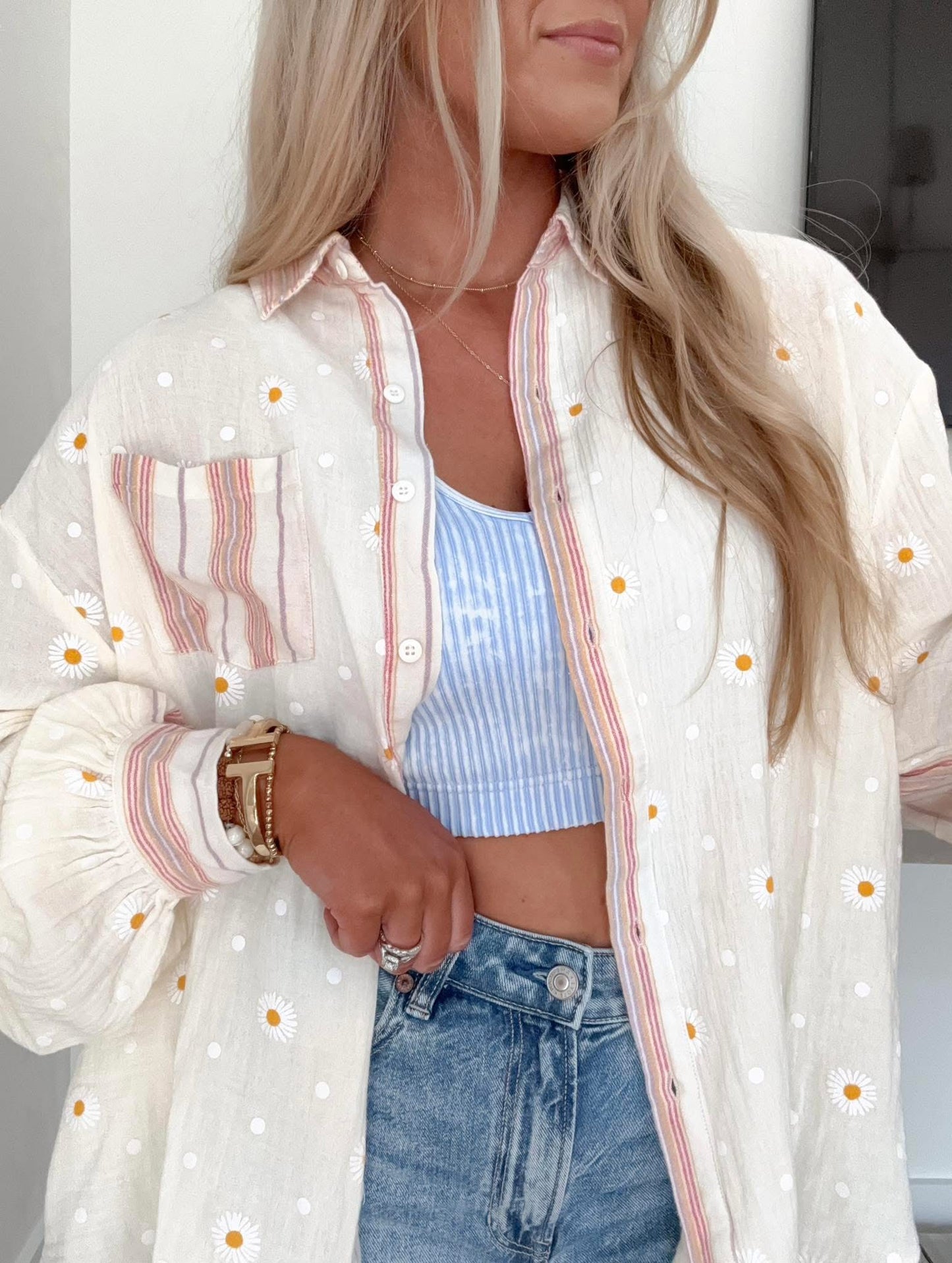 Dainty Sunflower Button Up