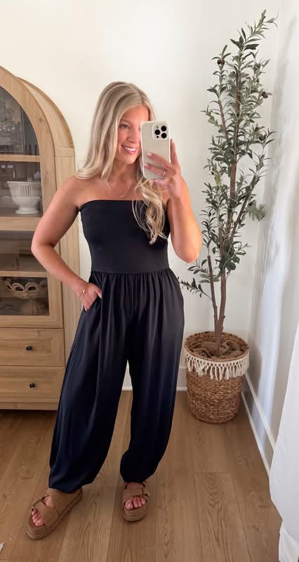 Tube Top Jumpsuit - Black