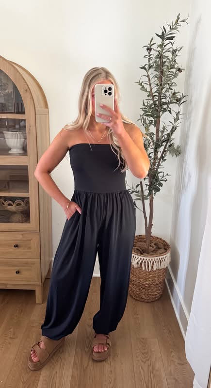 Tube Top Jumpsuit - Black