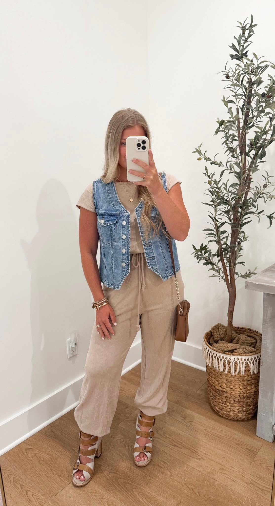 Throw On & Go Jumpsuit - Taupe