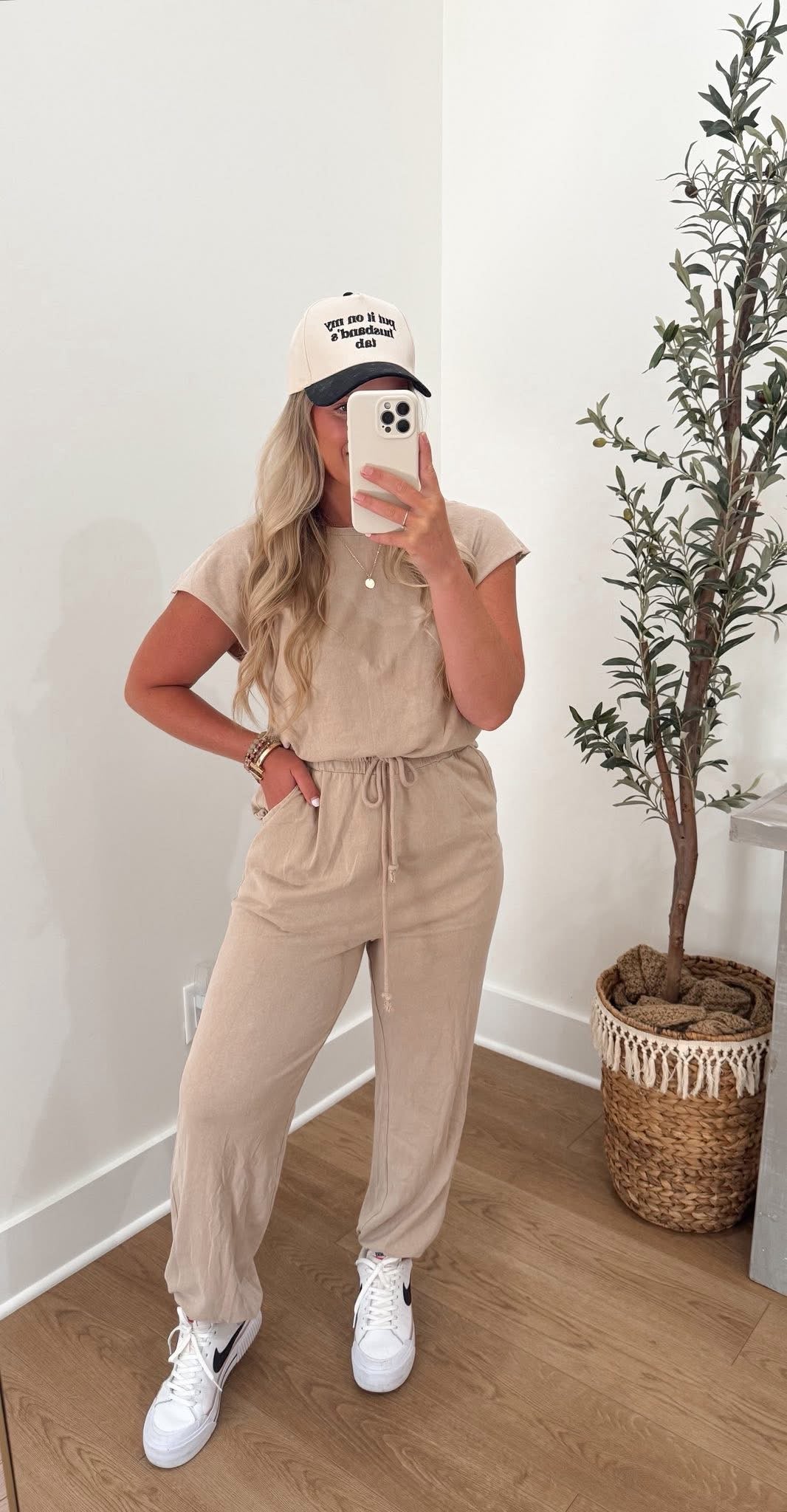Throw On & Go Jumpsuit - Taupe