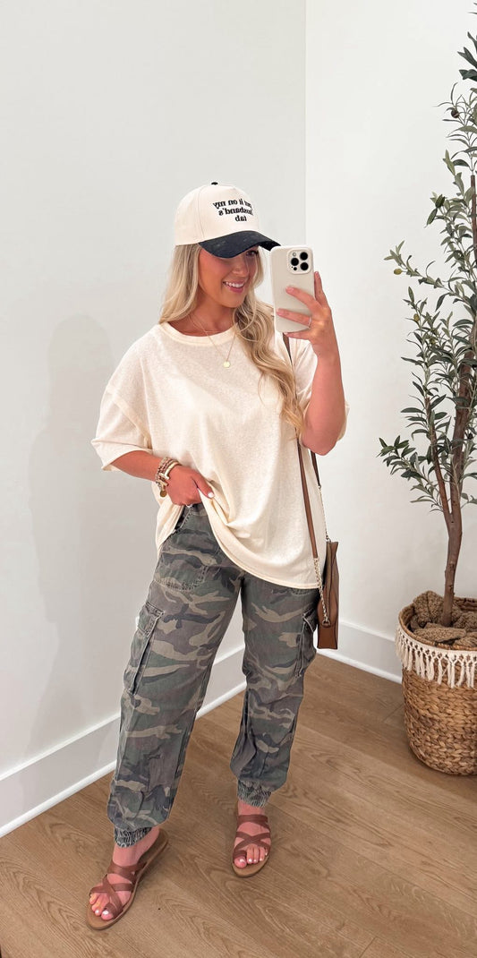 Oversized Boyfriend Tee - Cream