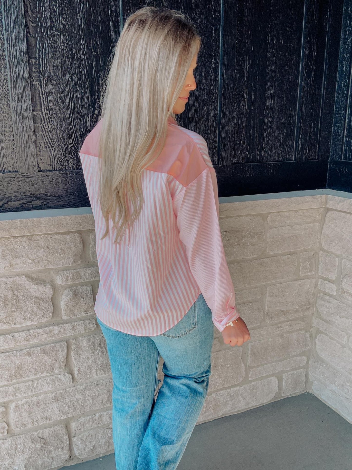 Mix Print Button Up - Pink